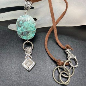 Necklace - Diamond Pendant, Large Turquoise